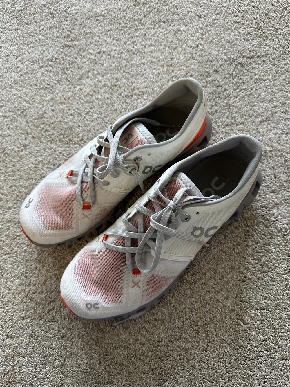 On Running Women's White and orange  Lightweight Cloud Sneakers